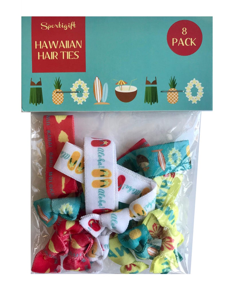 Sportigift 8 Piece Hawaiian Hair Ties - Hawaii Gifts, Accessories - Aloha, Hawaiian Islands - 8 Count - Image 3